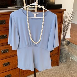 Banana republic blue peplum angel sleeve top Medium